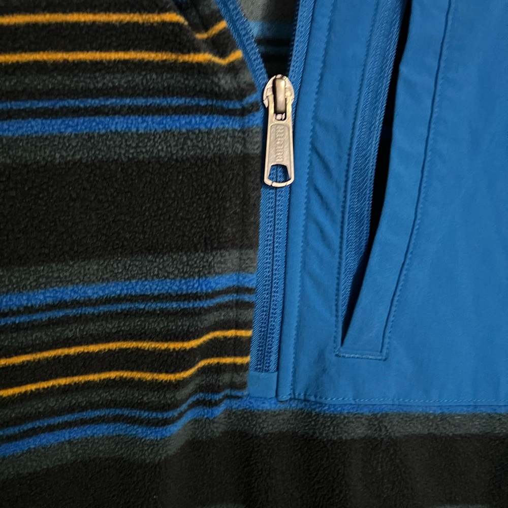 DULUTH TRADING CO Lightweight Fleece Striped 1/4 Zip Sweatshirt Blue‎ Men's Sz L - Picture 2 of 4